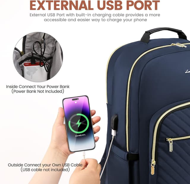 Detalle 2 de LOVEVOOK women’s laptop backpack for work, travel and school (up to 15.6 inch) with USB charging port
