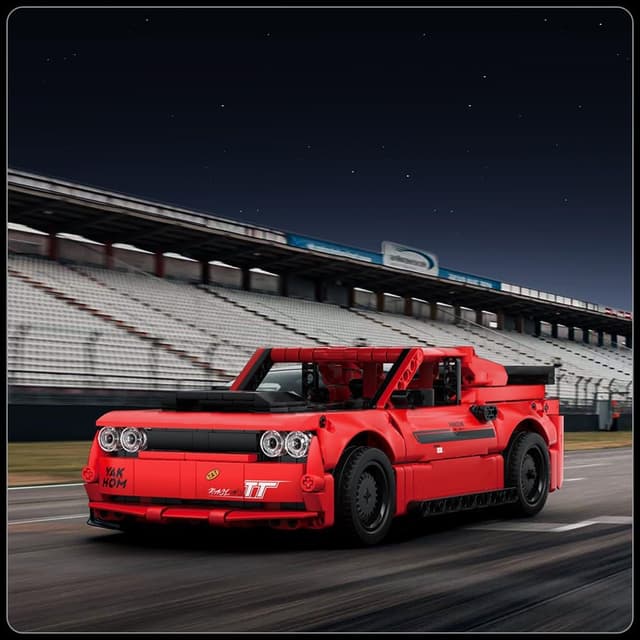 Detalle 2 de Mould King 15080 Technik Speed Champion Dodg Challenger Sportwagen Bausteine 738 Teile