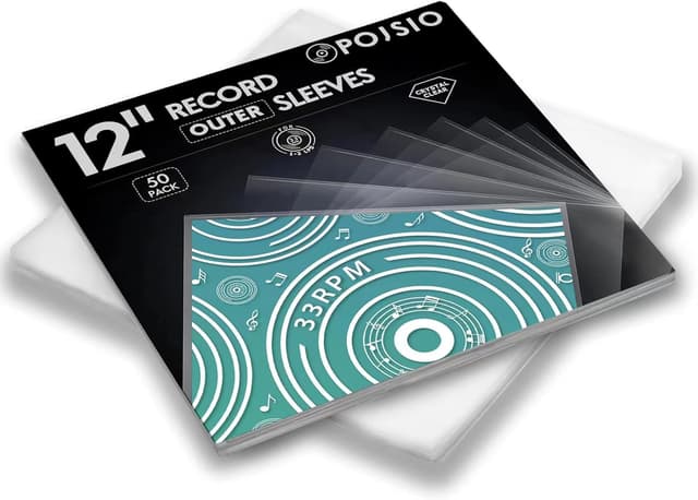 Detalle de POJSIO 12 Zoll LP Schallplatten-Außenhüllen (50er-Pack) aus transparentem Polypropylen