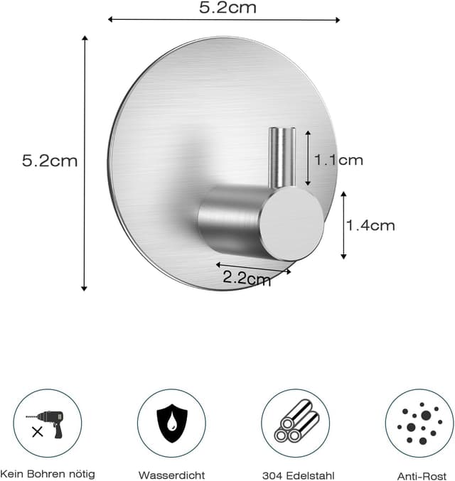 Detalle de Aikzik Self Adhesive Hooks 8kg load, 4 pack