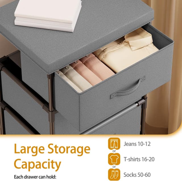 Detalle 1 de WANGIRL Fabric Chest of Drawers 4 Drawer