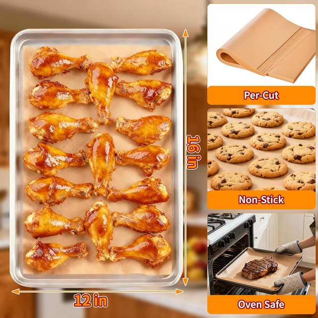 Detalle 2 de YUANYE 400-Pack Unbleached Parchment Paper Baking Sheets (12"x16")
