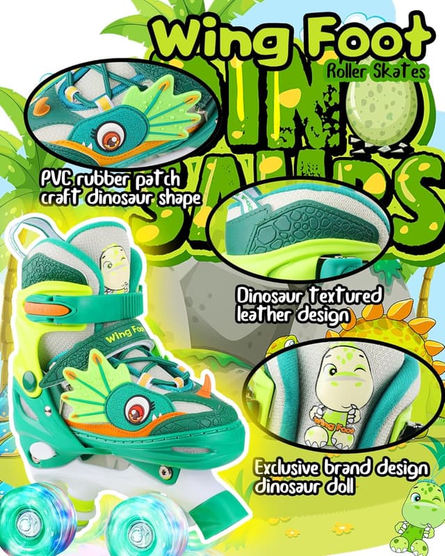 Thumbnail 4 de WESKIFAN Dinosaurio Patines para Niños Patines 4 Ruedas Ajustables