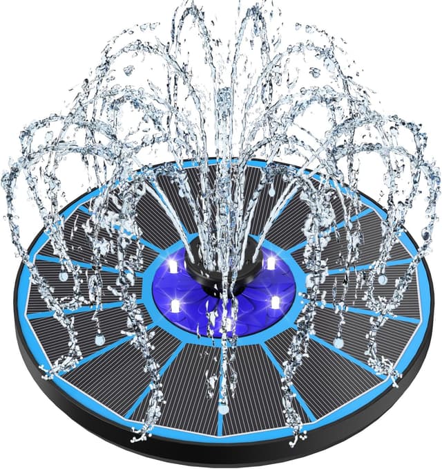 Detalle de SZMP Solar Springbrunnen: 3,5W LED Teichpumpe mit 8 Effekten und mehreren Düsen