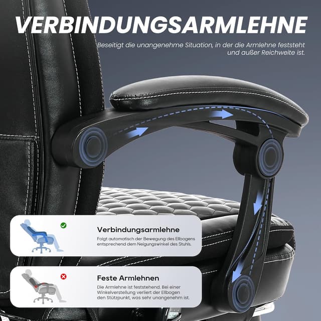 Detalle 2 de COLAMY Chefsessel Leder 6-Punkt Massage