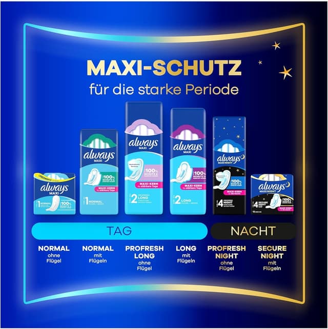 Thumbnail 6 de Always Maxi Secure Night Binden Größe 4