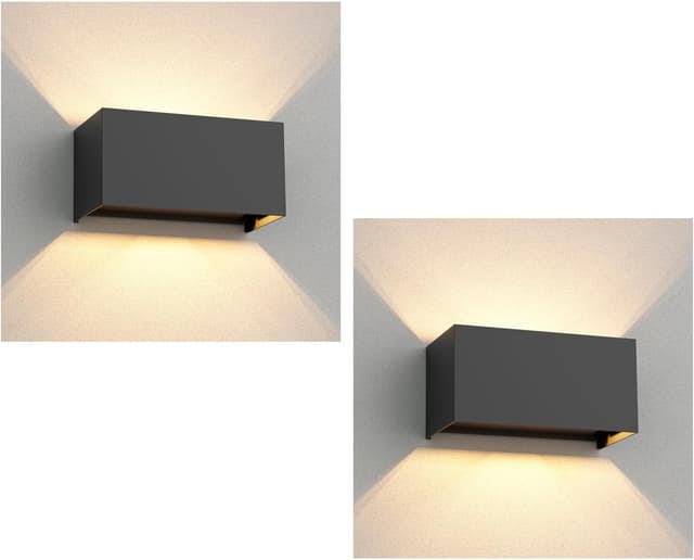 Detalle de Ledscom.de CUBEL, set da 2 lampade da parete esterne antracite IP65 con luce verso l’alto e verso il basso