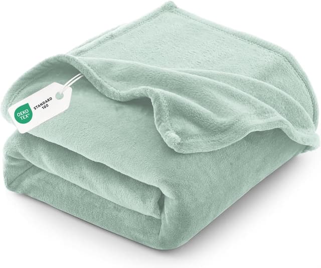 Detalle de CozyLux Plaid couverture polaire 220x240 cm vert sauge