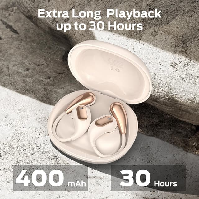 Detalle de Oraolo Open Ear Headphones (Open Ear Wireless Earbuds) with Bluetooth 5.4, Ear Hooks, IPX5, up to 30H – Golden