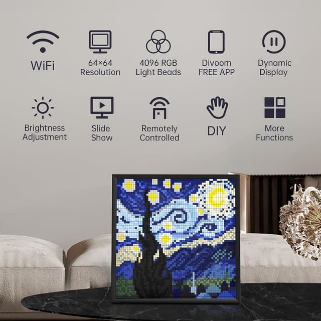 Thumbnail 6 de Divoom Pixoo-64 WiFi Pixel Art Display (64x64 LED) mit App-Steuerung