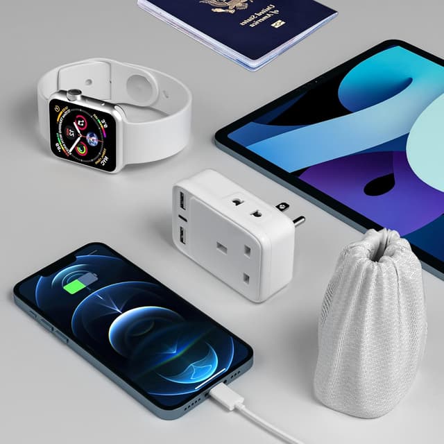 Thumbnail 5 de UK to India Plug Adapter 2-Pack with 3 USB 32W ⚡️🔌