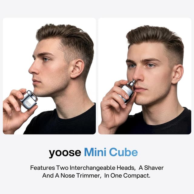 Detalle 2 de yoose 2 in 1 Tagliapeli Naso e Rasoio Elettrico ricaricabile USB-C, impermeabile IPX7 con testine intercambiabili