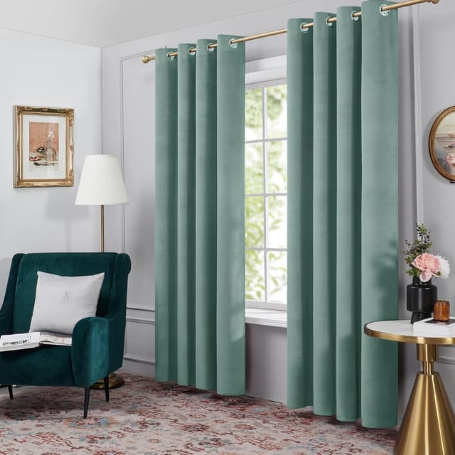 Detalle 2 de Deconovo Cortinas Opacas Térmicas Azul Nórdico 140x175cm 🏡