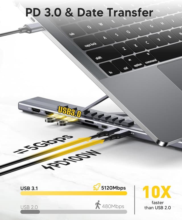 Detalle de USB-C Laptop-Dockingstation 9-in-1 mit Dual 4K60