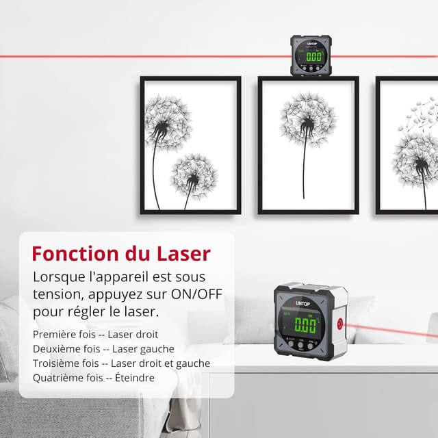 Detalle de XUNTOP Inclinometro digitale ricaricabile con laser bilaterale a 2 fasci e IP54