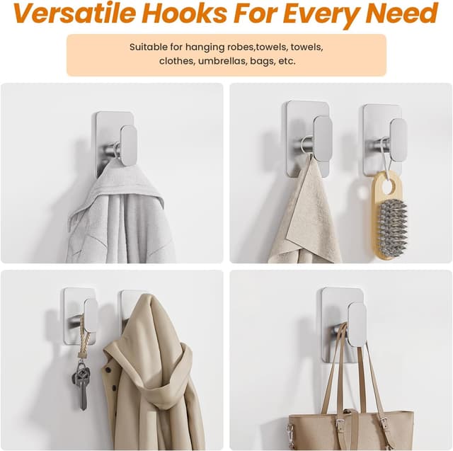 Thumbnail 5 de Aikzik 4 Pack Large Self Adhesive Hooks 12kg