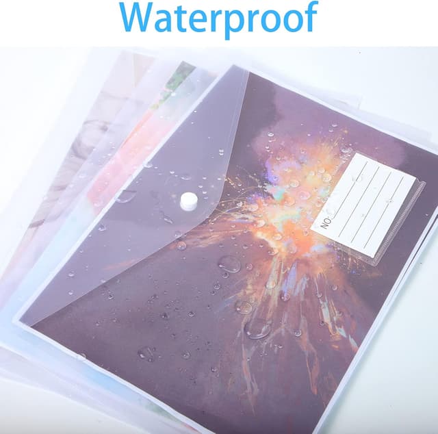 Detalle 2 de A4 Clear Plastic Wallets with Popper Buttons – 30 Pack Document Folders with Label Pockets