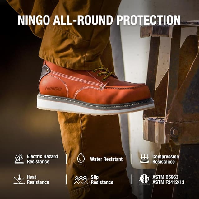 Detalle 2 de HISEA NINGO Men’s 6-Inch Work Boots with Composite/Soft Toe, Water-Resistant Slip-Resistant Industrial Boots