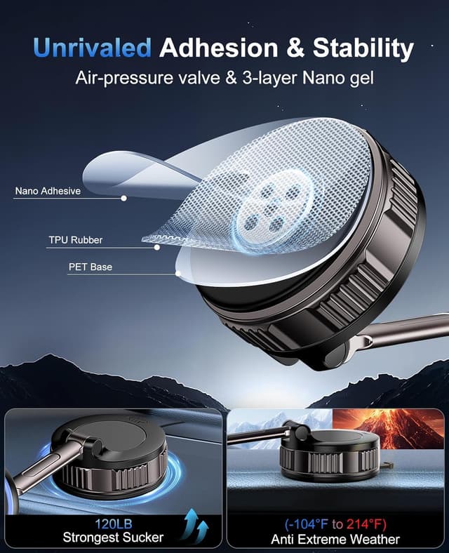 Detalle 2 de QUZUDN iPhone MagSafe Car Mount 15W