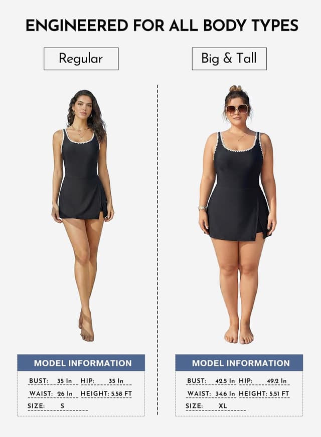 Thumbnail 4 de Aleumdr One Piece Swimdress Tummy Control