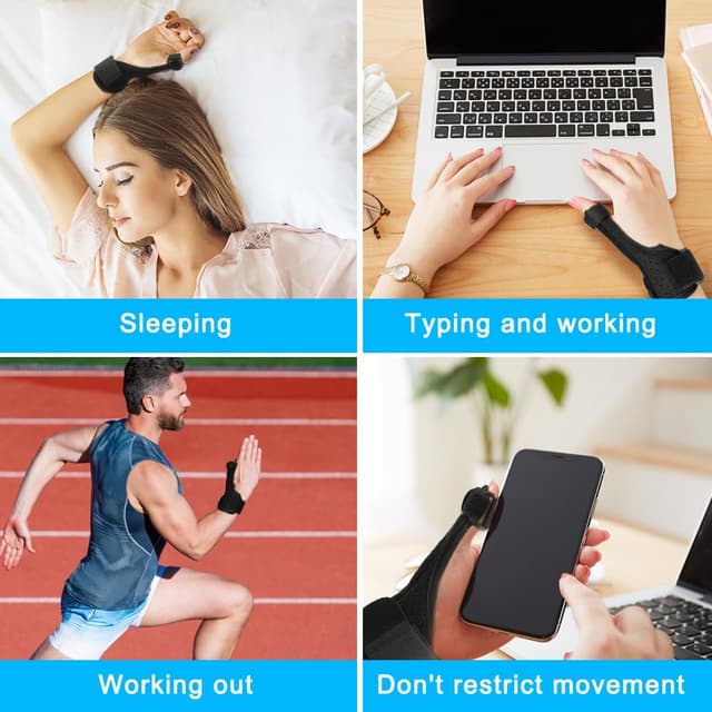 Thumbnail 6 de ACWOO Réversible attelle de pouce réglable avec deux renforts métalliques (main gauche/droite) – noir