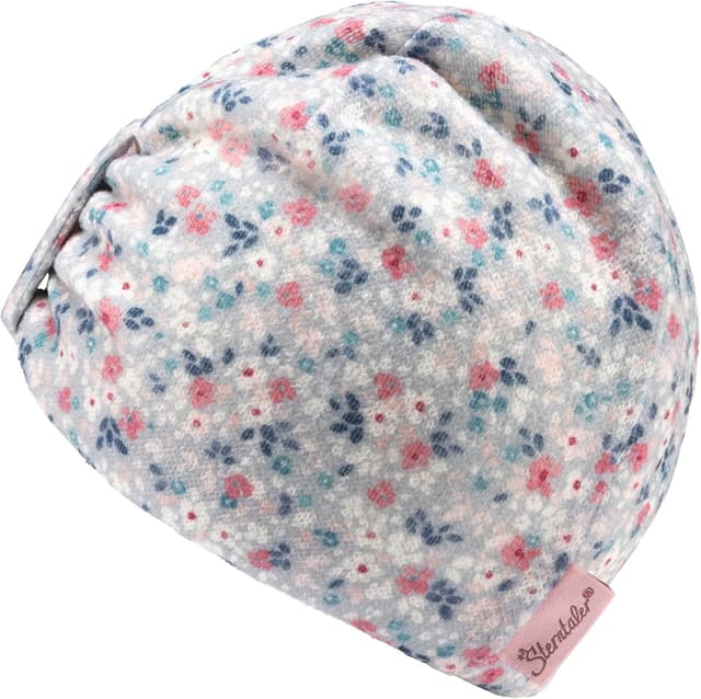 Detalle de Sterntaler Beanie-Mütze Melange mit dezenter Streifenoptik – Neugeborenenmütze mit angeschnittenen Ohrenklappen und Bindeband