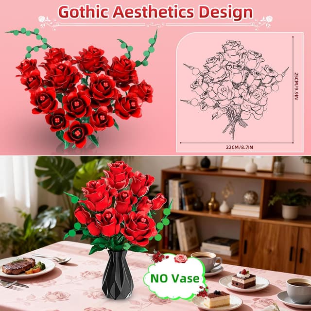 Thumbnail 5 de kiothdre Red Rose Building Set 443PCS