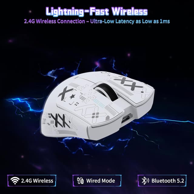 Detalle de ATTACK SHARK X11 SE wireless gaming mouse (BT/2.4G/USB-C) with PAW3311 sensor and 65 hours battery