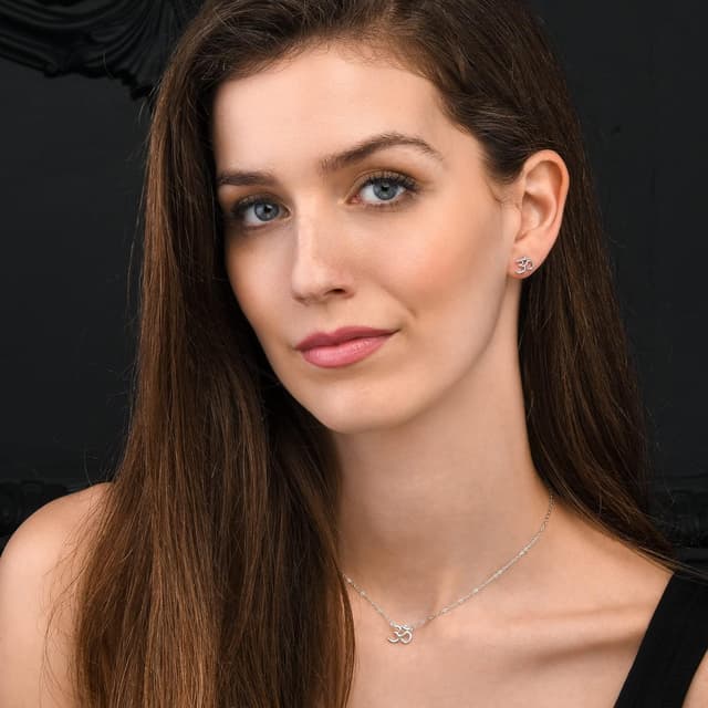 Detalle de Diamond Treats collier pendentif Om en argent 925 (chaîne 40 cm avec rallonge 5 cm)