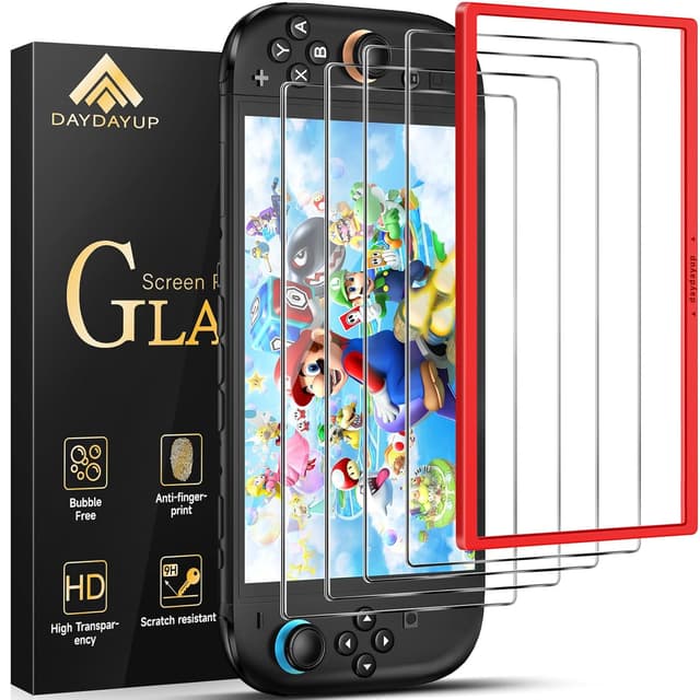 Detalle de daydayup 4-Pack Tempered Glass Screen Protector for Nintendo Switch 2 (7.9-inch, 2025) with Alignment Frame