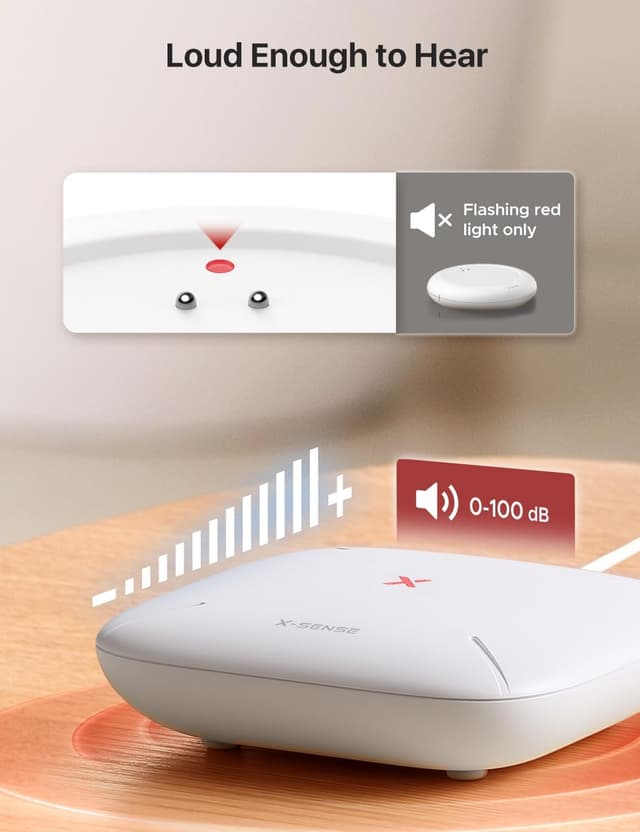 Detalle de X-Sense Wi‑Fi Water Sensor (SWS0A) smart leak detector with app alerts — IP67 waterproof, SBS50 base station required