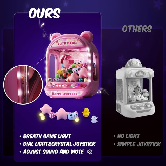 Detalle 2 de Skirfy Claws Machines for Kids Mini Unicorn Claw Game (Ages 6+) with Sound Effects & Mute