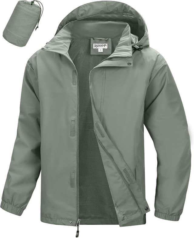 Detalle de 33,000ft wasserdichte Herren-Regenjacke mit Kapuze – atmungsaktiv für Fahrrad & Outdoor