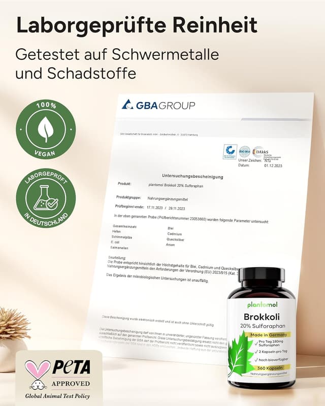 Detalle 2 de 90 mg Sulforaphan Kapseln 360 St. aus Brokkoli-Extrakt 💊