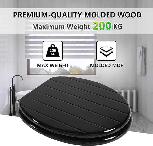 Thumbnail 5 de Angel Shield Black Wooden Toilet Seat