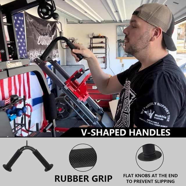 Detalle 2 de QPARVERS Cable Machine Attachment Set (LAT pulldown attachments) with V-Grip Row Handle, Swivel Bar, and Nylon Triceps Rope