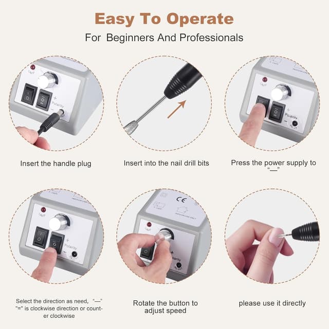 Thumbnail 6 de Thotvend Ponceuse à ongles électrique professionnelle 20000 RPM – kit avec 6 embouts