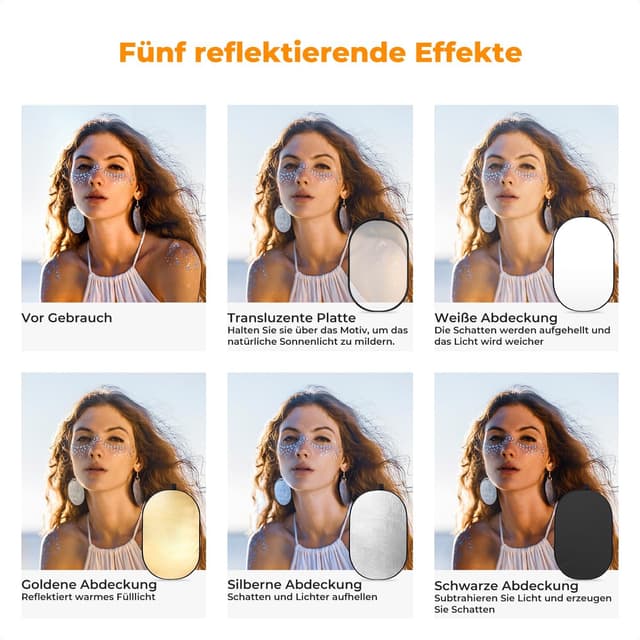 Thumbnail 1 de K&F CONCEPT 5 in1 Fotografie Licht Reflector 100x150cm Oval