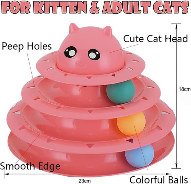 Detalle de Speedy Panther 21 Pack Cat Toys Set for Indoor Cats: 3-Level Ball Tower & Self-Play Interactive Kit