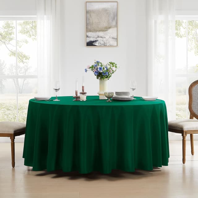 Thumbnail 2 de Aocoz Round Tablecloth 120 Inch Dark Green