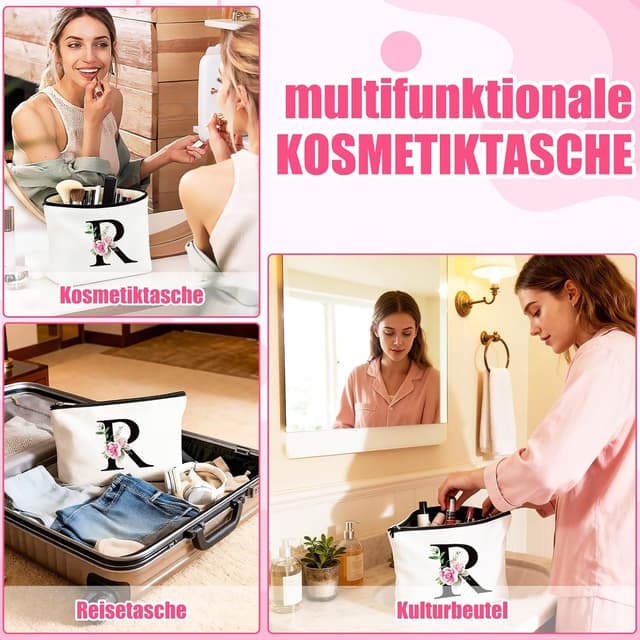 Detalle de TUZELIYA personalisierte Buchstaben Kosmetiktasche mit Anhänger (O) – Geschenkidee für Frauen, Mädchen, Mütter & Brautjungfern