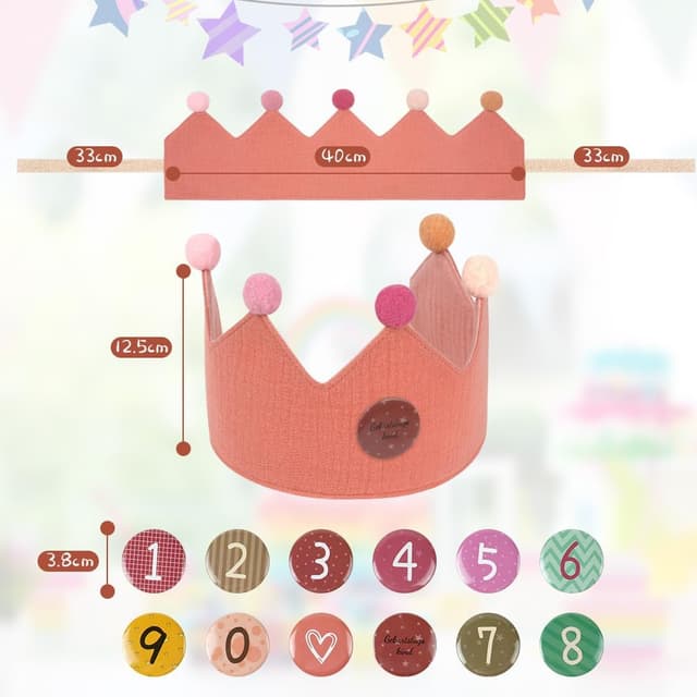 Thumbnail 1 de URAQT Geburtstagskrone mit Zahlen 0–9 56×18 cm