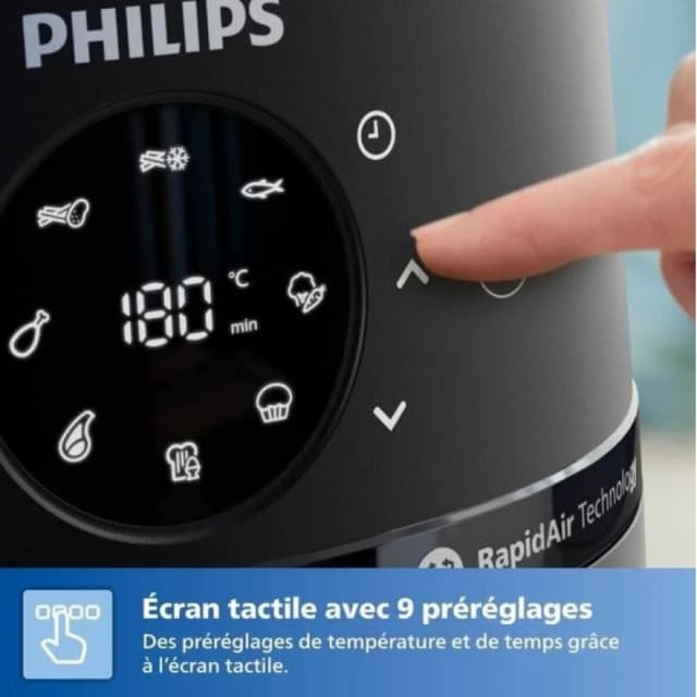 Detalle de Freidora de aire Philips 2000 NA220/00 de 4,2 L y 1500 W con ventana y 9 programas