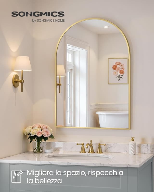 Detalle 2 de SONGMICS Specchio da Parete Arco 91 x 61 cm