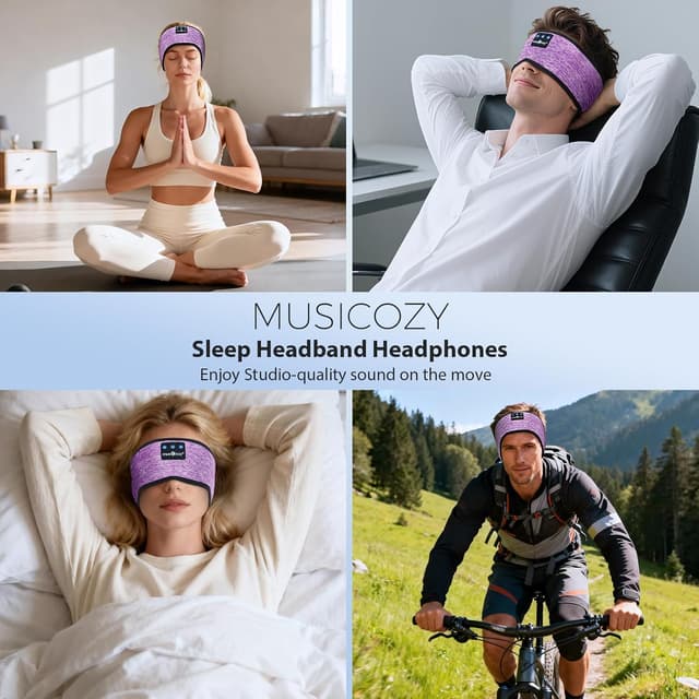 Detalle de MUSICOZY Bluetooth 5.4 Schlafkopfhörer als Stirnband – ultraleicht, waschbar, bis zu 14 h Laufzeit