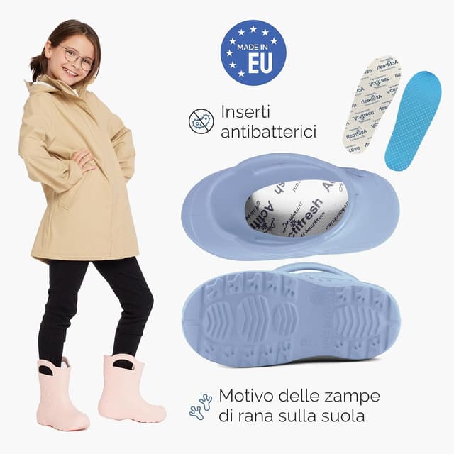Detalle de Ladeheid Stivaletti Pioggia Bambino in EVA LA-CA-01 con motivo a rana, stivali antiscivolo impermeabili per scuola e giochi