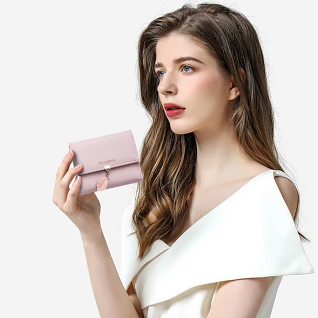 Detalle 2 de Roulens Damen-Geldbeutel mit RFID-Blockierung im Kurzformat – kleines Portemonnaie aus veganem Leder