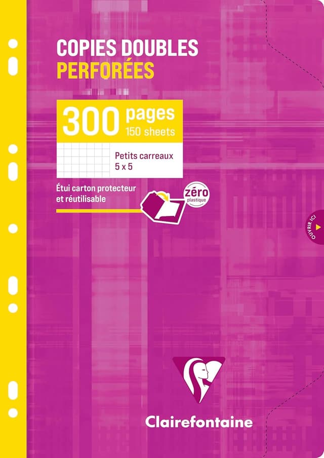 Detalle de Clairefontaine 5756C : étui de copies doubles non perforées A4, 100 pages lignées
