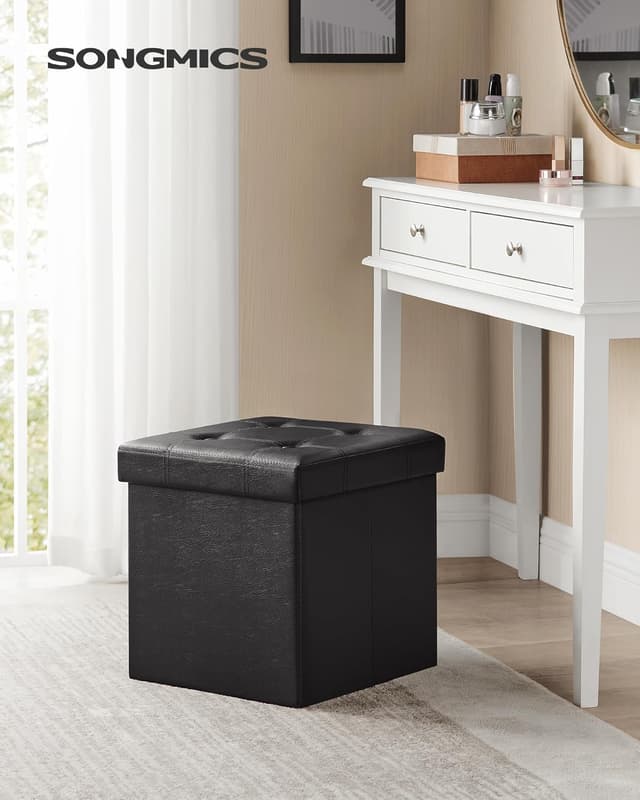 Detalle 2 de Songmics LSF30B Pouf cubo 38 cm 300 kg