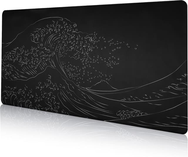 Detalle de DAWNTREES Long Mouse Mat (900 x 400 x 3 mm) – Black Gaming Desk Pad with Non-Slip Rubber Base